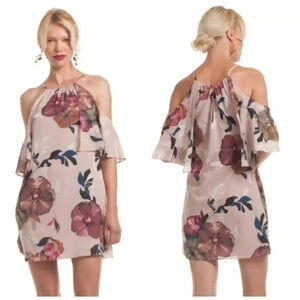 Trina Turk | Silk Seraphima Floral Waterfall Cold Shoulder Dress Size 0 XS